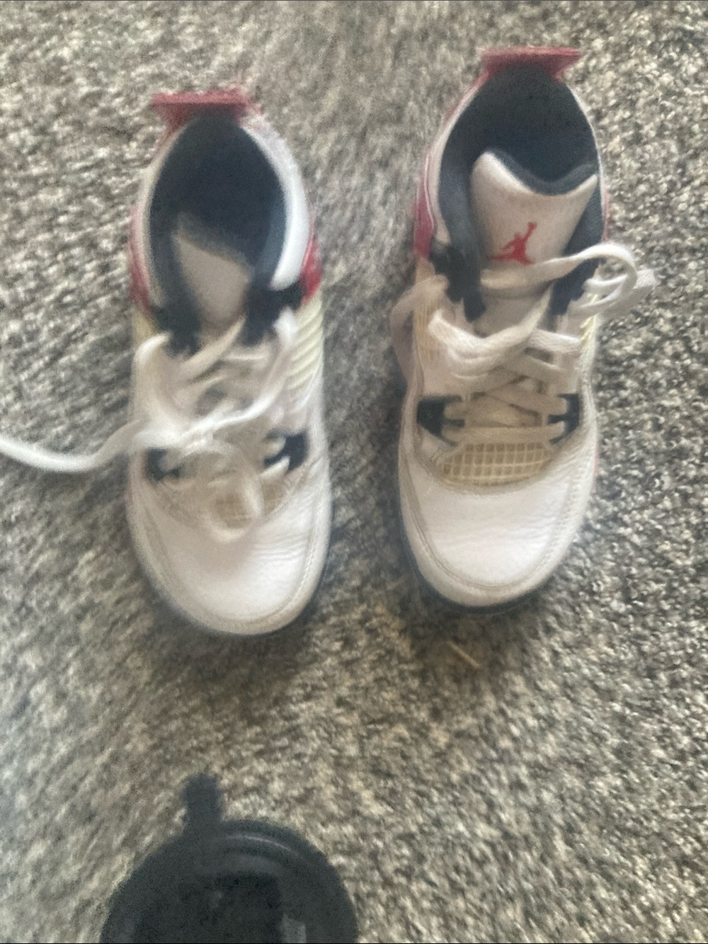 Jordan Kids White and Red High-Top Sneakers